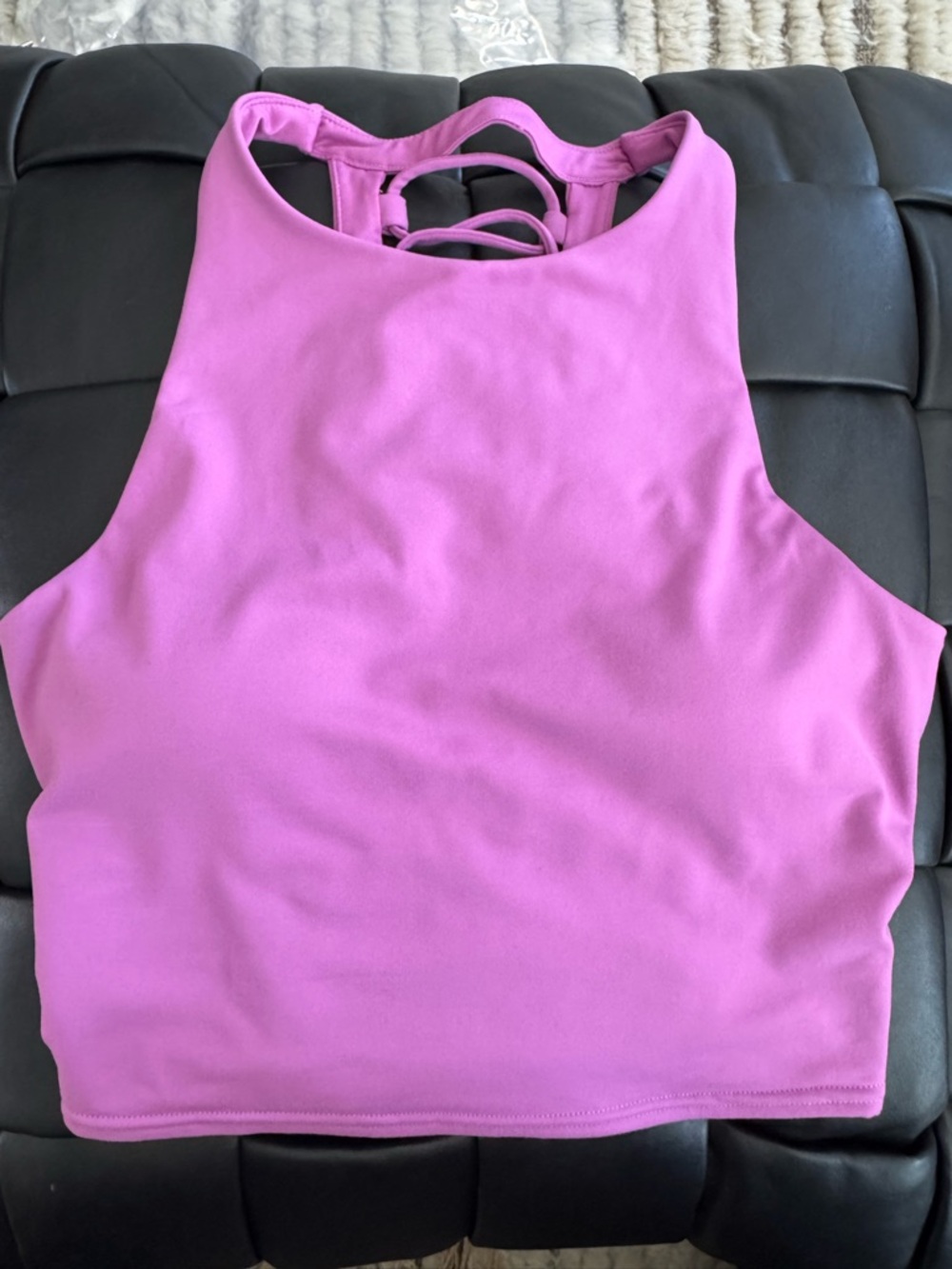 ALO Yoga Hot Pink High-Neck Crop Top with Strappy Detail size M used once
